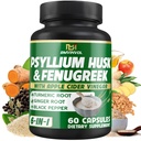 BMVINVOL Psilium Husk Fiber Suplement t z kozieradką, Jabłko Cydr Ocet, Turmeric, Ginger, Czarny Pepper- Pokarm Wsparcie zdrowia - 60 Kapsułki