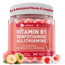 Witamina B1 i Metylowane Gummie Złożone Witaminy B - Wszystkie witaminy B, benfotiamina, tiamina i inozytol, Metylowana B1 B2 B6 Multiwitaminy, L- metylofolan, Metyl B12 dla Nerve Cognition Energy, 60 Ct