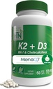 Health Thru Nutrition K2 + D3 Complex | K2 100mcg as MenaQ7 Menaquinone 7 MK7 & D3 1,000iu | 3rd Party Tested | Non-GMO (Pack of 60)