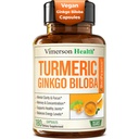 Ginkgo Biloba Suplement z kurkuminą turmerową i papryką czarną do wysokiej absorpcji - Ginko Biloba Kapsułki z Curcuma for Focus, Wsparcie pamięci, Joint & Brain Health - NonGMO - 180 Kapsułki wegańskie