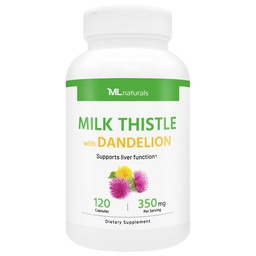 ML Naturals Milk Thistle & Dandelion Extract – 250mg Milk Thistle, 100mg Dandelion Root (Per Serving) 120 Capsules