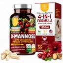 Numer jeden Nutrition Premium D Suplement mannozy dla kobiet i mężczyzn [Max Siła, 1350MG] Naturalny D- Mannos z żurawiny, Hibiscus i Dandelion dla zdrowia Traktu moczowego, 120 Hrabia