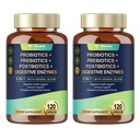 Totaria (2 opakowania) 5- in-1 Probiotic Prebiotic & Postbiotic dla kobiet Mężczyźni, 60 Miliard CFU 24 Szczepy w / Enzymy pokarmowe, Śliski Elm, Daily Complete Gut Health, Digestive & Wsparcie immunologiczne