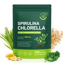 Spirulina Chlorella kapsułki 3100mg -Wegan Zielony Superfood, 50 / 50 Mieszanka Algae dla immunologicznego wsparcia i energii -Bogate w białka, Chlorofil, Witaminy i Minerały, 300 Kapsułki