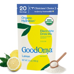 GOODONYA Organic Hydration Electrolyte Drink Mix, Certified Organic Hydration Powder, Nie-GMO, Glifosat biofilizowany wolny, niski cukier, Lemoniada Flavor, Brak sztucznych aromatów, 20 Słupki