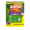 Zyrtec Children's Dye-Free Chewables for 24 Hour Allergy Relief, 10 mg Cetirizine Hydrochloride Antihistamine Tablets, Kids Allergy Medicine Relieves Sneezing & Itchy Throat, Grape, 48 ct