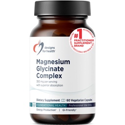 Designs for Health Magnesium Glycinate Complex - Chelated Magnesium Bisglycinate + High Absorption Magnesium for Calming & Sleep, Heart Health, Immune Support & Bone Strength - Vegan (60 Capsules)