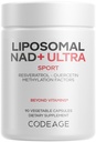 Codeage Liposomal NAD+ with Resveratrol & Vitamin B - NAD Plus Ultra for Energy & Healthy Aging Support - NAD Vitamin Supplement with Quercetin, Betaine, Riboflavin - Bioavailable - 90 Capsules