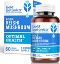 Bold Botanica Reishi Mushroom Capsules - 100% Fruiting Body - Concentrated Organic Reishi Extract for Immune Support & Core Wellness - No Mycelia & No Grain - 60 Vegan Capsules
