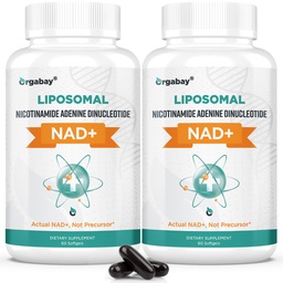Orgabay Liposomal NAD + Suplement 500 mg, Wysoka Absorpcja, Wzmacnianie NAD + z TMG 250 mg, Rzeczywisty NAD Plus bardziej wydajny niż Nikotynamid Ribozyd, Wsparcie energii komórkowej, Zdrowe Starzenie 124; 120 Softgels