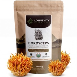 Długowieczność Botanical Organic Cordyceps Mushroom Extract Proch 100g Budapeszt 124; koncentrat 10: 1 Stosunek do 124; 100% ciał owocowych Budapeszt 124; Cordyceps Militaris Natural Supplement for Energy, Stamina & Wsparcie dla układu oddechowego
