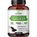 Zazzee 100% Pure Himalayan Shilajit 20: 1 Extract, 7000 mg Siła na kapsułkę, 50% Kwas Fulvic, 120 Służb na butelkę, 20X Moc, Bogaty w Minerały śladowe, Non-GMO, Wegan, Made in USA