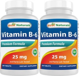 Najlepsi naturalni Witamina B6 25mg 250 tabletek (250