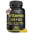 Health Dose Vitamin D3 10,000 IU + K2 (MK7) Supplement, 2-in-1 Formula, Immune Support, a Healthy Mood, Heart, Joint, Teeth, Bone Health, Calcium Absorption, 180 softgels. (1)