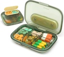 Toplive 6 Komory Małe pióro Case Travel Pill Organizator Pocket Medication Travel Case Przenośny mały pojemnik na pióro z Magnet Light- Proof Mini Pill Box, Zielony