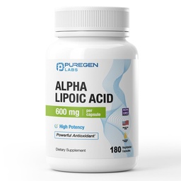 Puregen Labs Alpha Lipoic Acid 600mg [High Potency] Total 360 Veggie Caps, Antioksydant Support Assistance 124; No Harmful Additives Bird124; Non-GMO, NO Gluten and Dairy, 600 mg per Capsule - Made in USA - 2 Pack