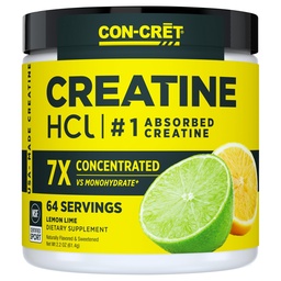 CON- CRET Kreatywny HCl Proszek Proszek 124; Mięśnie, Kognitywny, Cellular Support Energy 124; Brak kwitnienia lub skurcze 124; USA Made & NSF Certyfikowany 124; Lim cytryny (64 Serving)