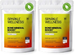 Sparkle Wellness FORTIBONE Bioactive Collagen Peptides | Collagen Powder Supplement with Nutra C Buffered Vitamin C for Bone Health | Bone Mineral Boost (No Flavor) [30 Serves] (Pack of 2)