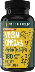 Vegan Omega 3 DHA: Algae Oil, Most Revieved, Carrageenan Free, Sustainable, Tested, No Heavy Metals, Fish Oil Alt, Plant Based Omega. Wspomaga serce, mózg, zdrowie wspólne w / DPA