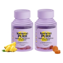 Lemme Purr Probiotyczne gumki dla kobiet - Zbalansowany pH, Zdrowy zapach, Równowaga Yeast & Flora Support + Witamina C dla zdrowia immunologicznego - Smaczny ananas (60 Count) (Opakowanie 2)