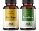 HERBAMAMA Red Sage and Rhodiola Kit - Bundle of 1200 mg Red Sage Dan Shen & 1000 mg Rhodiola Rosea Capsules - Vegan, Non-GMO, Sugar & Gelatin-Free - 2 Pack