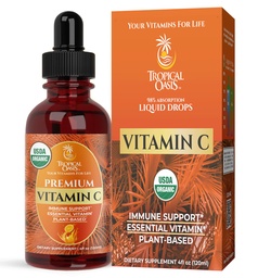 Tropical Oasis USDA Organic Liquid Vitamin C Drops for Adults & Kids | Supports Healthy Immune System | 98% Absorption Rate | Vegan | Non-GMO | Gluten Free | 60 Servings