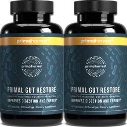 Pierwotne zbiory 2 Pack, Przywracanie do zdrowia Gut, Pierwotne Przywracanie Gut w / POSTbiotyki, Prebiotyki i PRObiotyki dla kobiet i mężczyzn, 60 CT - Trawienie, Colon Cleanse, Pomaga Leaky Gut Naprawa