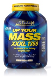 Maximum Human Performance MHP UYM XXXL 1350 Mass Building Weight Gainer, Muscle Mass Gains, w / 50g Protein, High Calories, 11g BCAA, Leucine, French Vanilla Creme, 8 Servings
