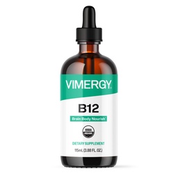 Vimergy Organic Liquid Vitamina B12 Supplement 2500 mcg, Methylcobalamina & Adenosylcobalamina Fast- Absorbing Energy Support USDA Organic, Vegan, Non-GMO B12 Witaminy dla kobiet i mężczyzn 115 Podawanie (115 ml)