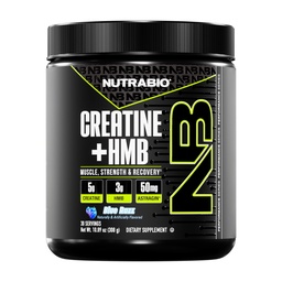 NutraBio Creatine + HMB- Creatine Monohydrate with HMB Powder for Muscle Growth, Increased Strength- 30 Servings (Blue Razz)