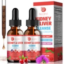 Kidney and Liver Cleanse Detox & Repair Drops - 2 Pack (60ml Each), Cranberry & Milk Thistle Supplement with Artichoke, Astragalus - Natural Herbal Support for Liver, Kidney & Urinary Tract Health