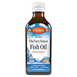 Carlson - The Very Finest Fish Oil, 1600 mg Omega- 3s, Liquid Fish Oil Supplement, Norwegian Fish Oil, Wild- Caught, Sustainable Sourced Fish Oil Liquid, Just Peachie, 200 ml (6.7 Fl Oz)