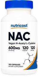 Nutricost N-Acetyl L-Cysteine (NAC) 600mg, 120 Vegetarian Capsules