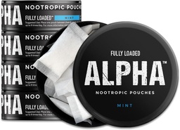 W pełni załadowane Pouches Alpha Nootropic (Mint) - 5 Puszek - 15 Pouches per can - Skuteczna Dostawa Nootropiczna, Wymiana Pouch Nic - Szybsza absorpcja, Alpha GPC, L- Tyrosine, GABA