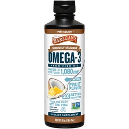 Barlean 's Omega 3 Fish Oil Liquid Supplement for Men and Women, Pina Colada, 1080mg EPA i DHA Fatty Acid, 16 oz