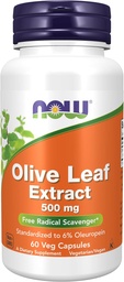 Teraz żywności Suplementy, Olive Leaf Extract 500 mg, Darmowy Radical Scavenger *, 60 kapsułki Veg