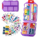 Pigułka Organizator z etykiet medycznych Travel Daily Pill Container Mini Medication Organizer Storage Pill Organizer Travel Essentials przypadku 7 dzień (Purpurowy & 161 Lables)