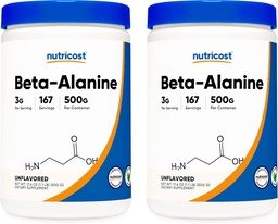 Nutricost Beta Alanine 500 Butelki Gramowe (2 opakowania dla 1 KG) - Czysta Beta Alanine