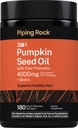 Piping Rock Pumpkin Seed Oil w/Saw Palmetto Complex | 4000mg | 180 Quick Release Softgels | with Biotin | Supports Healthy Hair| Non-GMO and Gluten Free