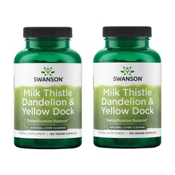 Swanson Milk Thistle, Dandelion & Yellow Dock - Herbal Liver Supplement Supplement - Natural Supplement Helping to Content Overall Health & Wellbeing - (120 kapsułek) (2 opakowania)