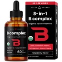 USDA Organic Witamina B Complex Liquid Drops Podjęzykowe B12 Metykobalamina 124; B1, B2, B3, B5, B6, B7, B9 Methylled B Vitamins Complex for Women & Methycobalamine 124; Biotyna, Niacynamid, Folate & Folic Acid, 2oz
