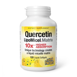 Naturalne czynniki Quercetin LipoMicel Matrix - Wspiera immunologiczne Zdrowie & Zdrowie kapilarne - Suplement wsparcia przeciwutleniaczy z wysokochłonnym Quercetin - 120 Softgels (120 Służenia)