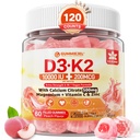 Vitamin D3 K2 Filled Gummies 5000IU / 10,000 IU with 500mg Calcium + K2(MK-7) 200mcg, Magnesium, Vitamin C & Zinc, Extra Strength - Ultimate Absorbency for Bones Muscles Teeth, Vegan -- Pack of 2