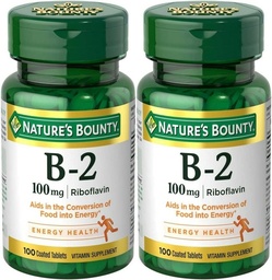 Nature 's Bounty, Witamina B-2, 100 mg, 100 tabletek - opakowanie po 2