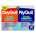 VICKS DayQuil & NyQuil SEVERE Co- Pack, Cold & Flu Medicine, Potężna ulga dla bólu głowy, Gorączka, Ból gardła, Drobne Ache & Pains, Zatory, Ciśnienie zatok, Stuffy Nose, i kaszel, 48 LiquiCaps