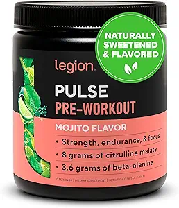 LEGION Pulse pre Workout - Wszystkie naturalne Tlenki azotu Precuting Drink do Boost Energy, Creatine Free, Natural Sweetened, Beta Alanine, Citruline, Alpha GPC (Mojito)