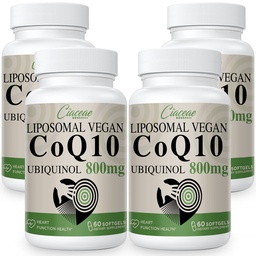 Liposomal CoQ10 800mg Ubichinol Softgel, Max Absorpcja Ubichinol Koenzym Q10, Ubichinol CoQ10 Suplement do Przeciwutleniacza, Funkcje serca i produkcji energii, Pure CoQ10 800mg, 240 Softgels wegańskie