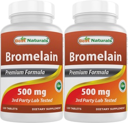 Best Naturals Bromelain 500 mg 120 tabletek (120 liczenie (opakowanie po 2))