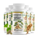 GreeNatr Ginko Biloba & Panax Ginseng Supplement - Red Ginseng for Memory and Focus - Ginkgo Biloba for Good Vision, Immune System and Improved Blood Flow (360 tabletek: 6 butelek)