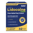 Sumifun Lidocaine Pain Relief Patches, 4% Lidocaine & 1% Menthol Maximum Strength OTC, Fast-Acting Pain Patch for Back, Neck, Knee, Arthritis & Muscle Soreness, 32 Large Count